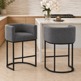 thumbnail image 1 of FANCROU 26" H Counter Height Bar Stools Set of 2, Fabric Barrel Stools with Back and Arms, Darkgray-Black Leg, 1 of 12