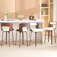 thumbnail image 1 of FANCROU 26 inch Swivel Counter Height Bar Stools Set Of 4, PU Leather Seat With Bentwood Back And Legs, White, 1 of 11