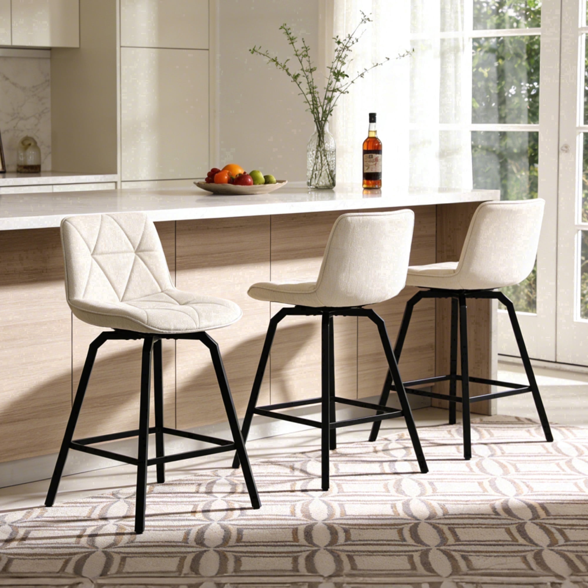 Pattern Bar Stool Fancrou 26″ Swivel Counter Height Bar Stools Set Of 3, Triangular ...