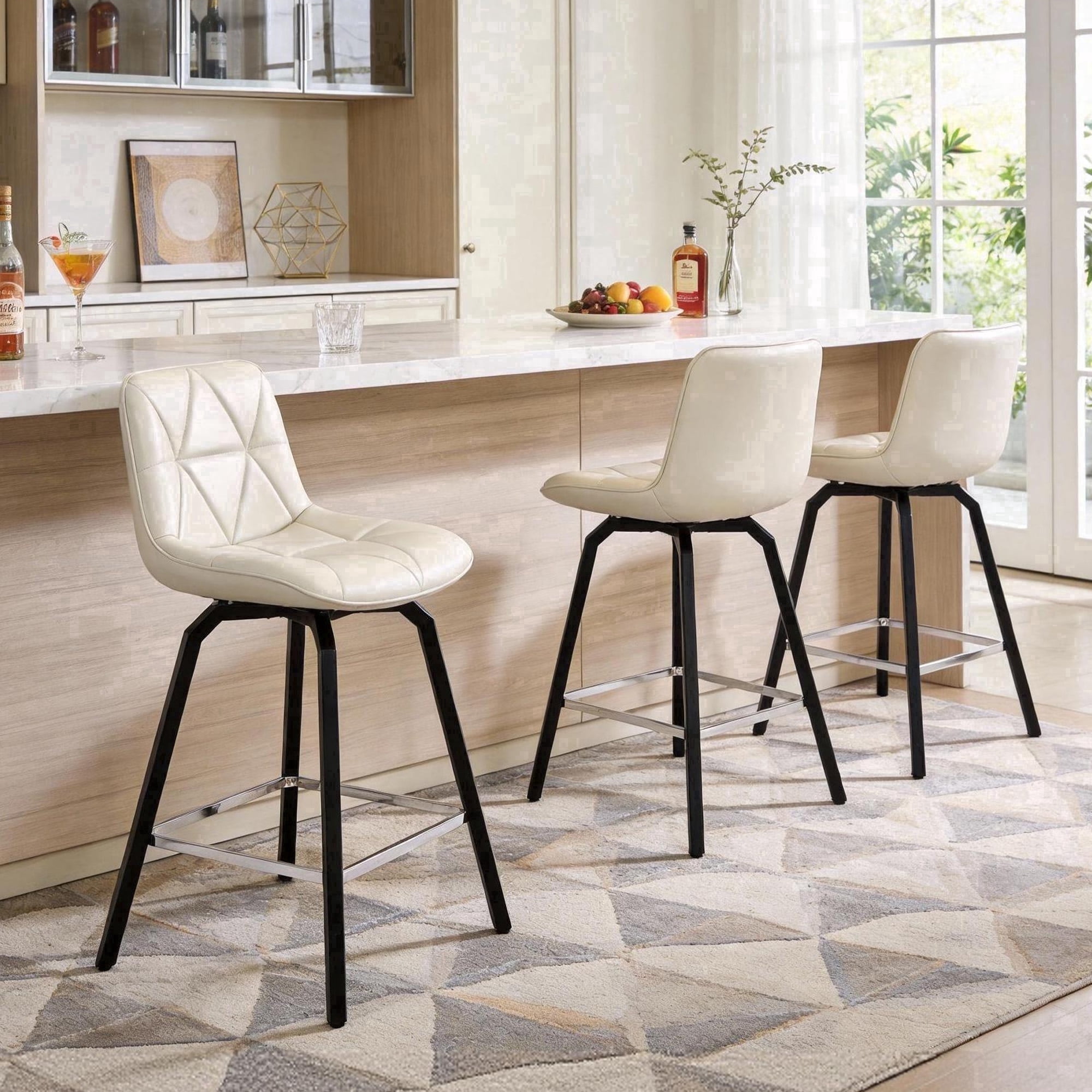 Pattern Bar Stool Fancrou 26″ Swivel Counter Height Bar Stools Set Of 3, Triangular ...