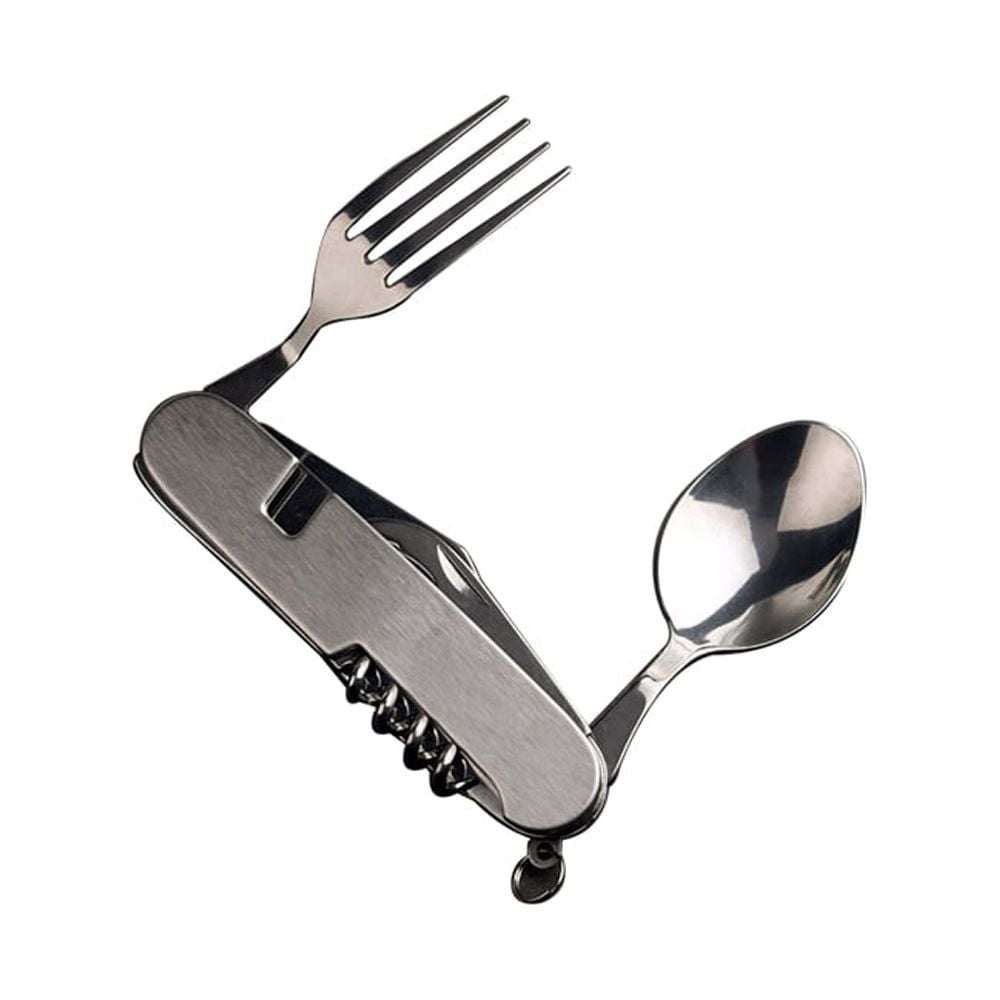 Pmmj Stainless Steel Outdoor Camping Picnic Cutlery, Portable Travel Folding  Cutlery With Knife Fork Spoon - Temu