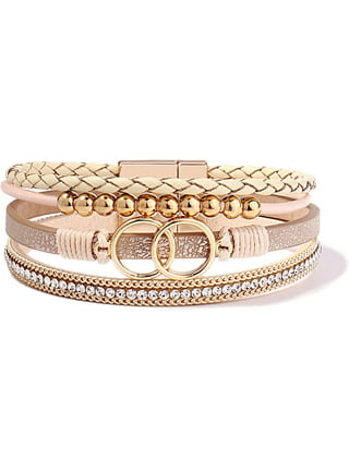 Heldig Boho Gold Chain Bracelets Set for Women Girls, Multiple Layered  Stackable Open Cuff Wrap Bangle Adjustable Link Italian Cuban Jewelry for  Women Girls GiftB 