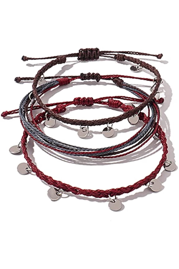 FANCY SHINY String Ankle Bracelets Waterproof Rope Anklets Braided Beach Boho Coin Anklets Cute Friendship Foot Jewelry for Women