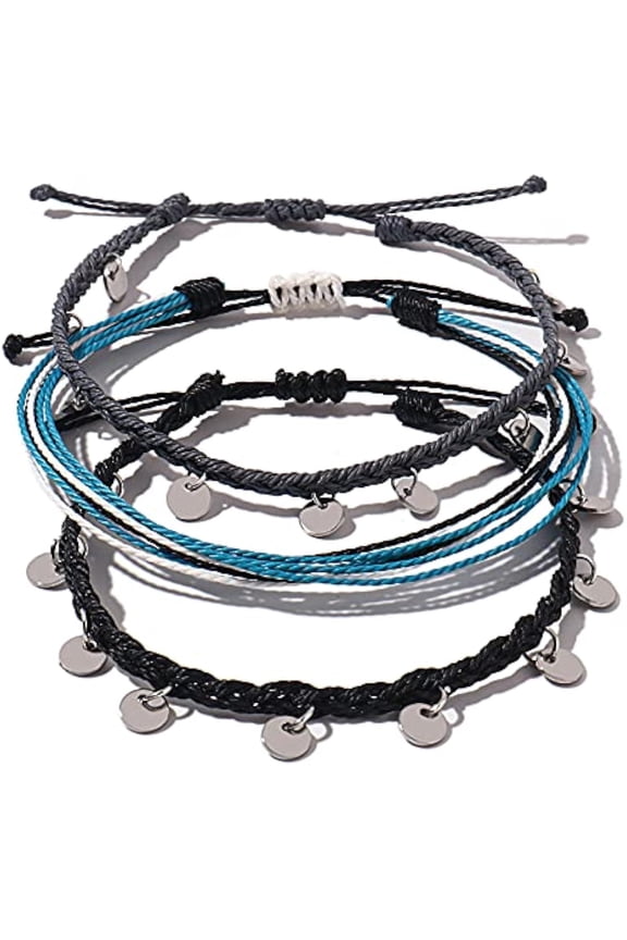 FANCY SHINY String Ankle Bracelets Waterproof Rope Anklets Braided Beach Boho Coin Anklets Cute Friendship Foot Jewelry for Women