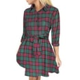 thumbnail image 1 of FANCYINN Women Long Sleeve Plaid Pattern Tunic Tops Shirt Casual Autum Dress Brushed Red & Green & Blue M, 1 of 6