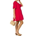thumbnail image 1 of FANCYINN Women’s Red Cute Shift Tunic Dress Short Bell Sleeve V Neck Causal Swing Red Ruffle Mini Dress with Pockets M, 1 of 5