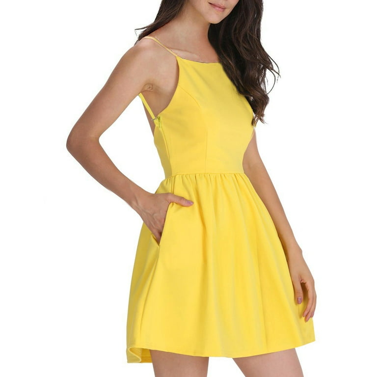 Yellow short dresses juniors sale