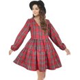thumbnail image 1 of FANCYINN Womens Long Sleeve Buffalo Plaid Shift Tunic Dress Ruffle Hem Vneck Casual Swing Babydoll Mini Dress with Pockets Red Yellow M, 1 of 7