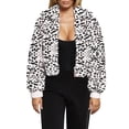 thumbnail image 1 of FANCYINN Womens Teddy Cropped Faux Fur Jacket Furry Lapel Coat Zip Up With Pockets Warm Winter White Leopard XL, 1 of 7