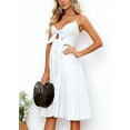 thumbnail image 1 of FANCYINN Womens White Tie Front Button Down Spaghetti Strap Midi Dress Sundress in White S, 1 of 4