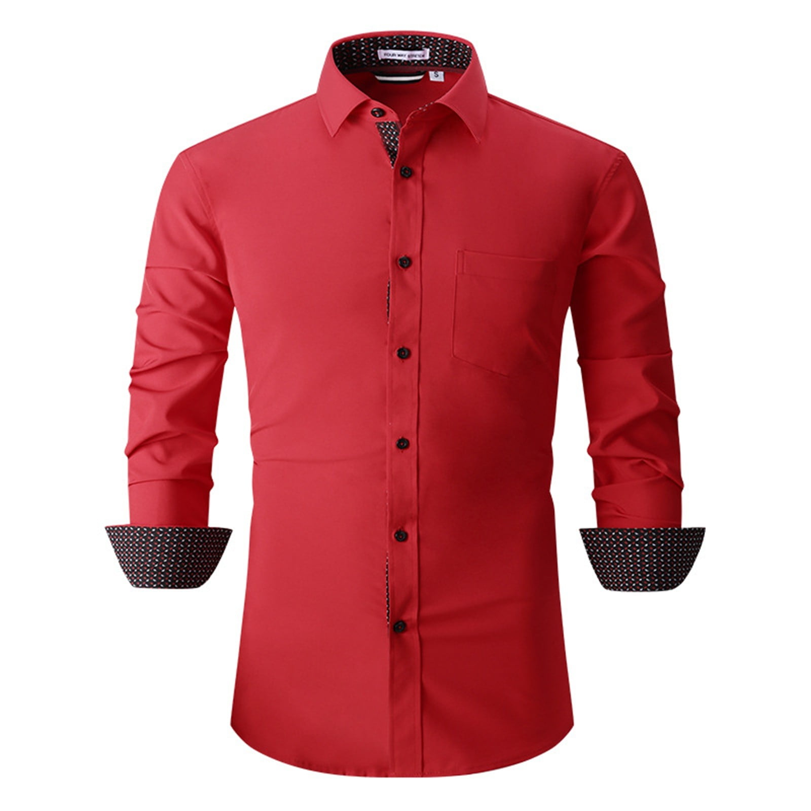 FANDANIV Mens Shirts Slim Fit 2024 Long Sleeve Dress Business Casual