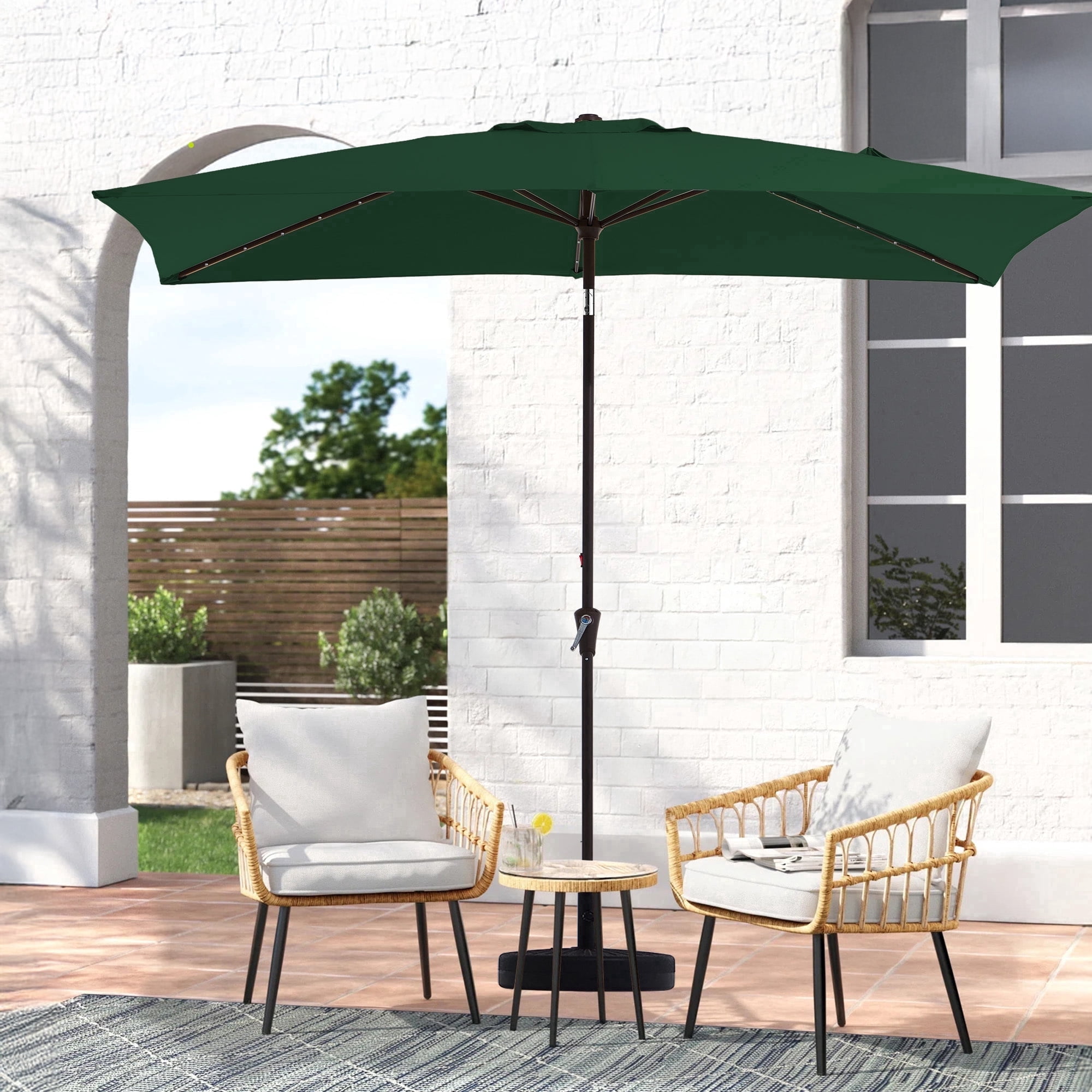 6.5 x10 rectangular patio umbrella JEAREY 6.5x10 ft Umbrellas Rectangle Outdoor with Push Button Tilt and Crank, Market Table Umbrella 6 Sturdy Ribs UV Protection for Poolside Garden Backyard Deck, Beige The extra piece of fabric at the top of the umbrella allows wind and heat venting Sofucor 6.5 x 10 ft