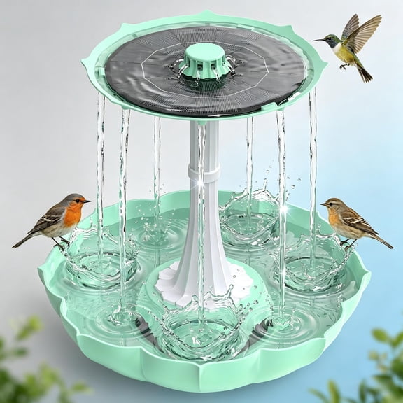 FANDLISS Solar Waterfall Fountain, 2.8W Waterproof Solar Fountain Pump, Double Layer Solar Powered Bird Bath Bird Feeder, Detachable DIY Outdoor Water Fountain for Patio, Yard, Garden Decor