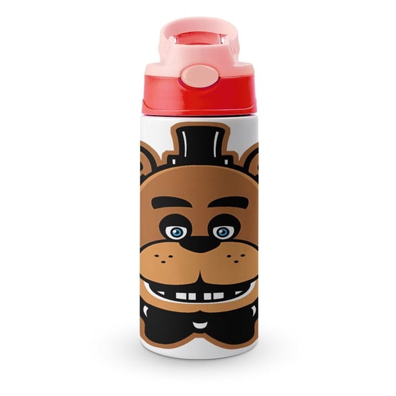 FANF Merch Water Bottle with Straw Lid Five Nights at Freddy 12oz Stainless Steel Cup Insulated Tumbler for Toddlers, School