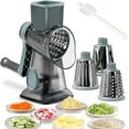 thumbnail image 1 of FANGNISN Cheese Shredder, Rotary Cheese Grater with Handle Vegetable, Slicer Grater for Kitchen, 3 Changeable Blades for Cheese Potato Zucchini Nuts Chocolate, Lx9" Wx4.25" Hx9.25", Grey Blue, 1 of 9