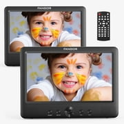 Fangor 10.5" Dual Screen Portable DVD Player with 2x Mounting Brackets & Rechargeable Battery（Black）