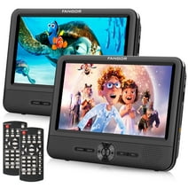 FANGOR 7.5" Portable Dual DVD Player for Car, Headrest Dual Screen DVD Player with Headrest Strap, Support Play a Same or Two Different Movies, AV Out& in/USB/SD,Best Gifts (Without Built-in Battery)