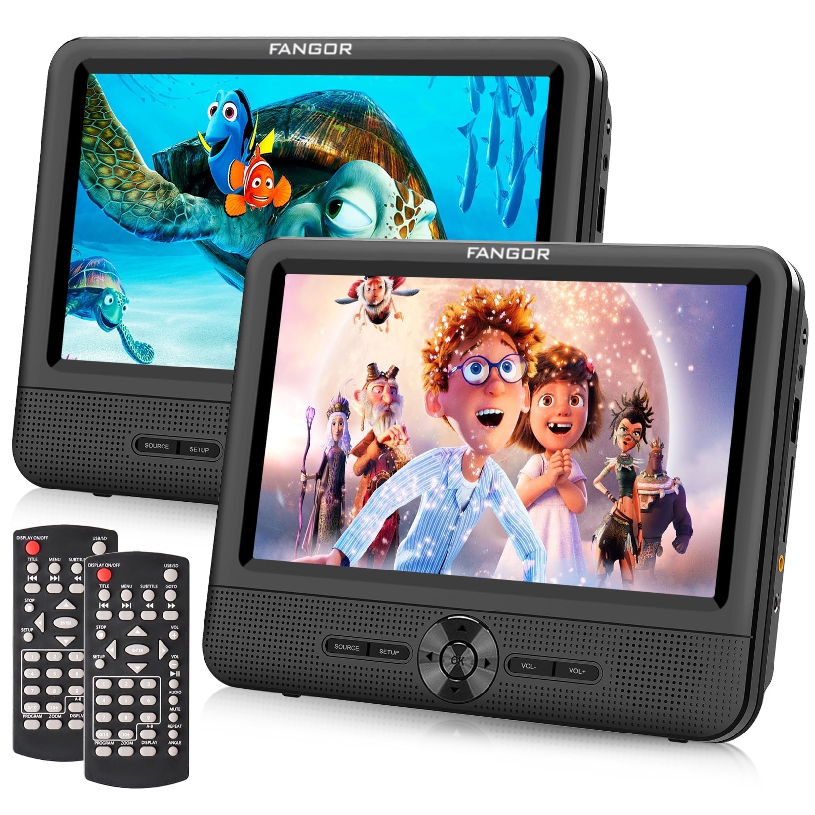 FANGOR 7.5" Portable Dual DVD Player for Car,
