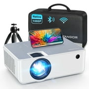 FANGOR WiFi Bluetooth Projector, Portable Movie projector Native 1080P for Home &Outdoor, Full HD Video Projector Compatible with Phone/Laptop/PC/ TV Stick/USB/SD card (Tripod included)