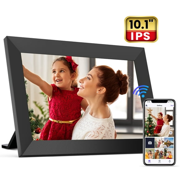 FANGOR WiFi Digital Picture Frame, 10.1 Inch IPS Touch Screen Smart Photo Frame with 16GB Memory, Auto-Rotate, Wall Mountable, Send photos & videos via free app,Best gift for family!