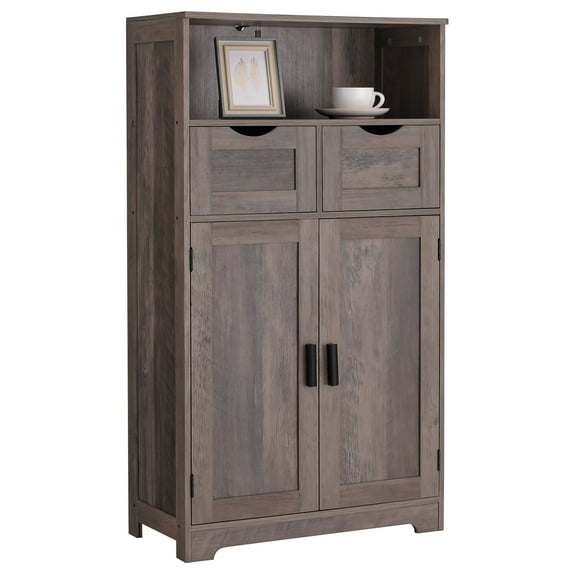 FANGSUM Large Storage Cabinet, Bathroom Cabinet with 2 Drawers & 2 Shelf, Sideboard for Living Room, Bedroom, Bathroom, Office, Rustic Oak