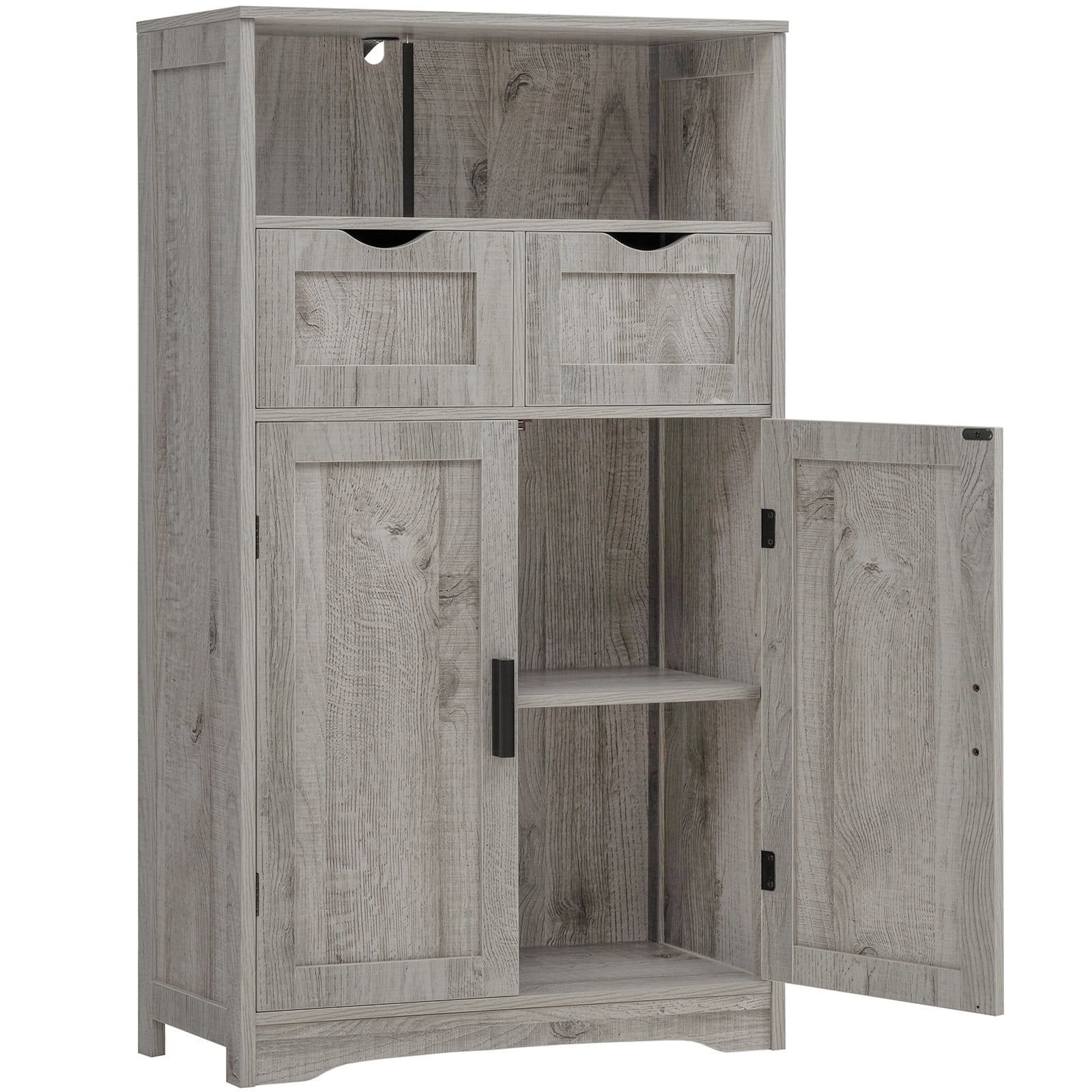 Gray Freestanding Storage Cabinet with Adjustable Shelving