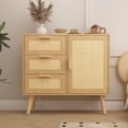 thumbnail image 1 of FANGSUM Natural Rattan Storage Cabinet with Door and 3 Drawers, Natural, 1 of 8