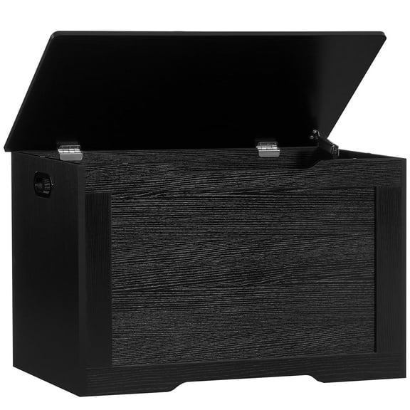 TEENFON Storage Bench, 29” Retro Wooden Storage Chest with U-Shaped Cut-Out Pull, Safety Hinge, Easy Assembly for Toy Box Organizer