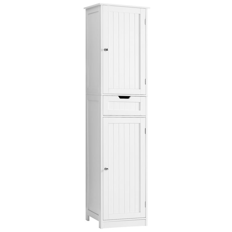 URTR White Storage Cabinet with 2 Doors &1 Drawer, Tall Bathroom Cabinet  with Adjustable Shelf, Narrow Floor Storage Cabinet T-02106-K - The Home  Depot