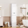 thumbnail image 1 of FANGSUM Tall Bathroom Cabinet, Storage Cabinet with 2 Doors & 1 Drawer, Narrow Floor Storage Cabinet with Adjustable Shelves for Bathroom, Living Room, Bedroom, White, 1 of 8