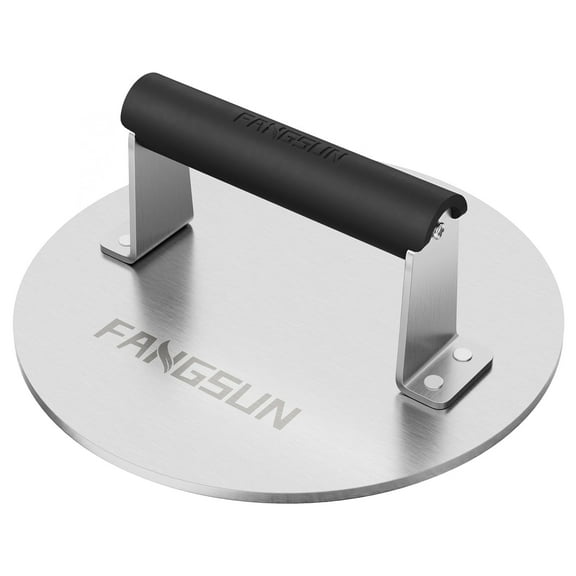 FANGSUN Bacon Press for Griddle, Stainless Steel Grill Press, 8.5-Inch Heavy-Duty Burger Press with Heat-Resistant Handle, Non Stick Hamburger Press, Weight Burger Smasher for Meat, Steak, Panini