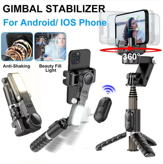 FANGTUOSI 2025 NEW Gimbal Stabilizer Selfie Stick Foldable Wireless Tripod with Bluetooth Shutter Monopod for IOS Android
