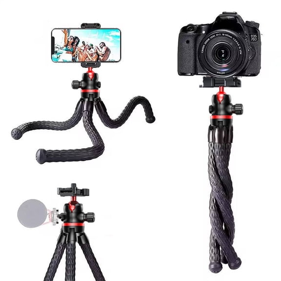 FANGTUOSI Multi-Purpose 2-in-1 Flexible Octopus Tripod, Phone & DSLR Stand with Phone Holder, Side Cold Shoe and 1/4'' Screw Port