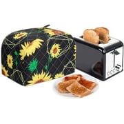 FANHAN 2-Slice Toaster Cover, Quilted Toaster Cover with Top Handle for Home, Kitchen Small Appliance Dust Fingerprint Cover(Sunflower)
