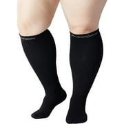 FANHAN Numjaw Compression Socks for Women Men, Knee High Plus Size Compression Socks, Wide Calf Support Stockings 20-30 mmHg (2XL)