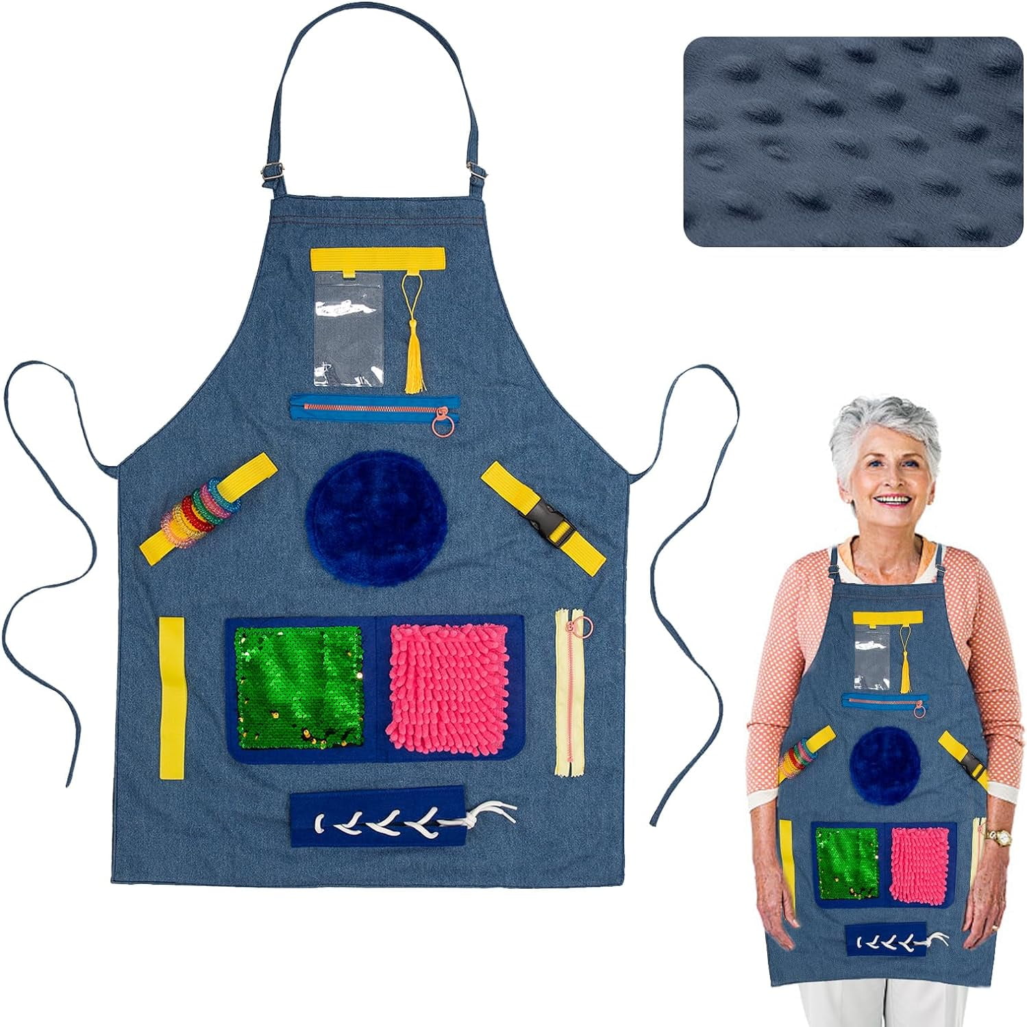 FANHAN Fidget Apron for Elderly Fidget Blanket for Dementia Gift and