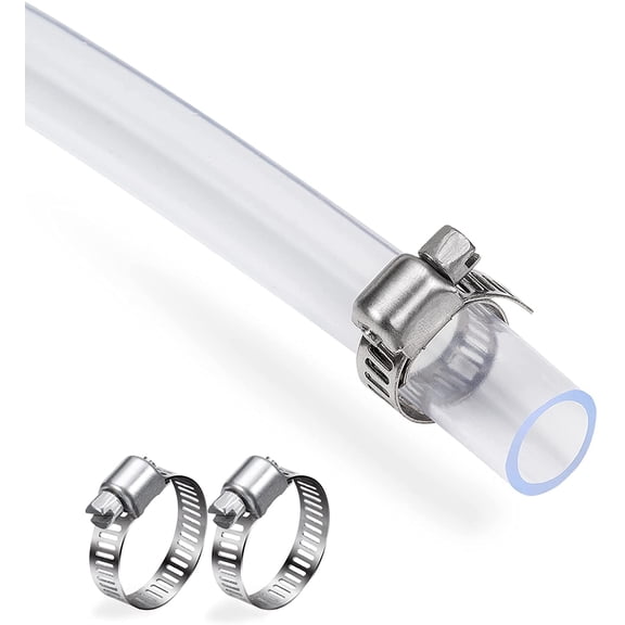 FANHAO 1/2" ID - 10 ft Clear Vinyl Tubing, Low Pressure Flexible PVC Tube, Heavy Duty UV Chemical Resistant Lightweight Plastic Vinyl Hose, BPA Free and Non Toxic, with 2 Stainless Clamps