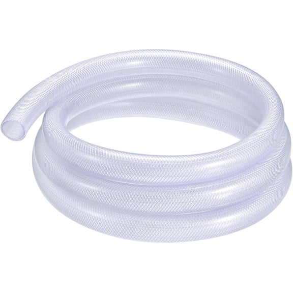 FANHAO 1" ID x 1 1/4" OD 10 ft PVC Tube Braided Reinforced Tubing Flexible Hose Pipe Clear Vinyl Tubing High Pressure Flexible Plastic Tube(25mm ID x 32mm OD)