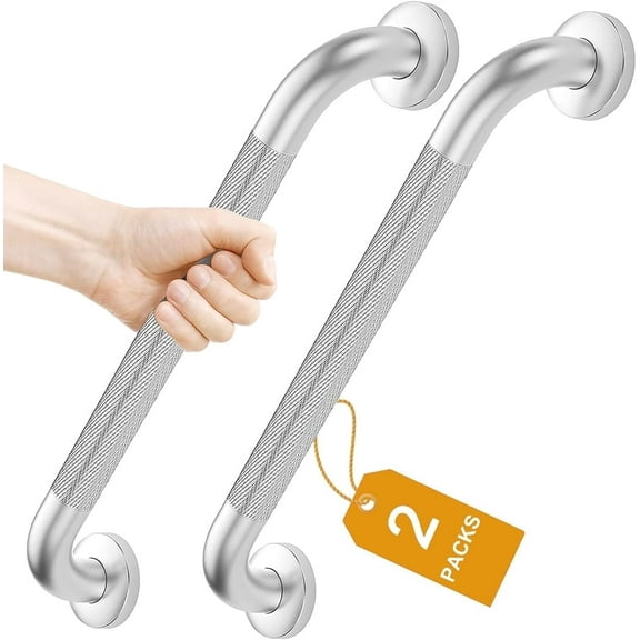 FANHAO 2 pack 16 in Shower Grab Bar Stainless, Anti-Slip Knurled Bathroom Grab Bar 500lb