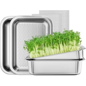 FANHAO 2-Pack Stainless Steel Plant Germination Trays, Indoors Plant Seedlings, Drainage Holes