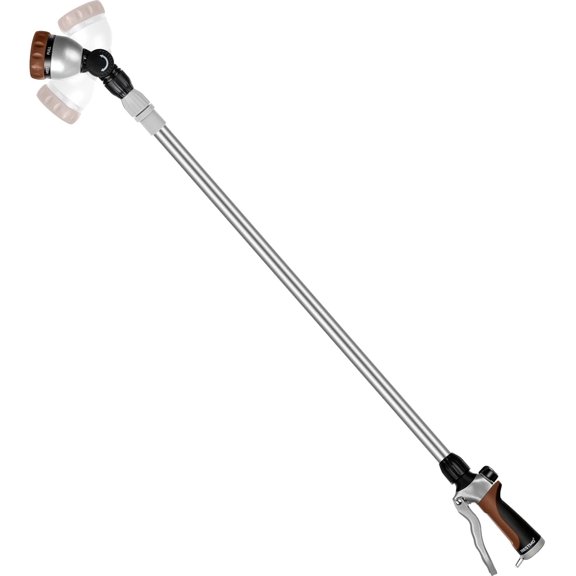 FANHAO 36-60 Metal Watering Wand, Long Telescopic Tube | 180 Adjustable Ratcheting Head | 7 Spray Patterns | Flow Control, Perfect Garden Hose Sprayer to Water Hanging Baskets, Shrubs, Brown