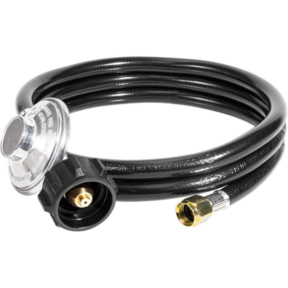 FANHAO 6Ft Propane Regulator Hose with 3/8" Female Flare NUT, Universal QCC1 Male Fitting Hose and Regulator for Most LP Gas Grill, Heater and Fire Pit Table (6Ft)