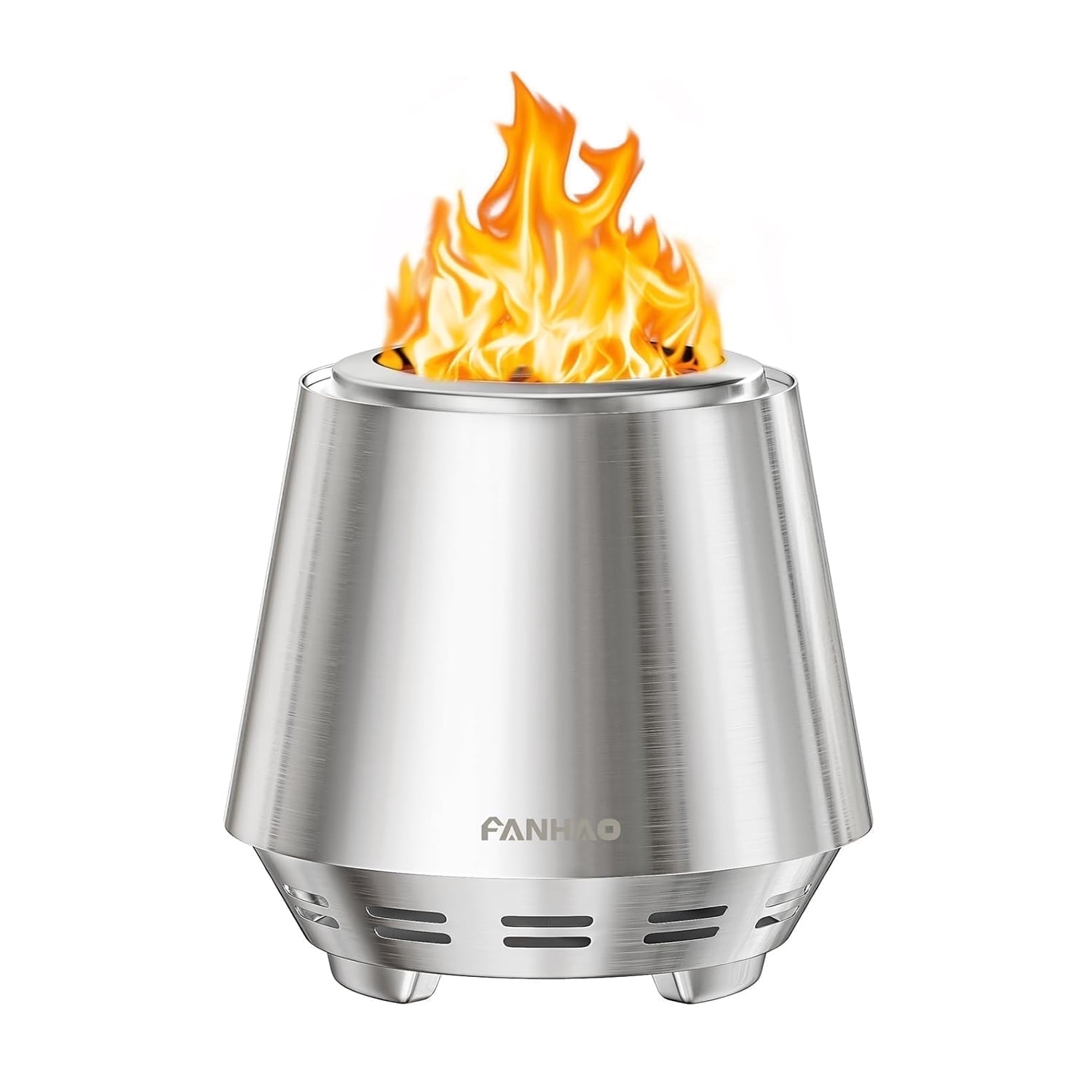 FANHAO Smokeless Fire Pit 21'' for Camping, Stainless Steel Firepit with Stand, Wood Burning or Pellet Fueled