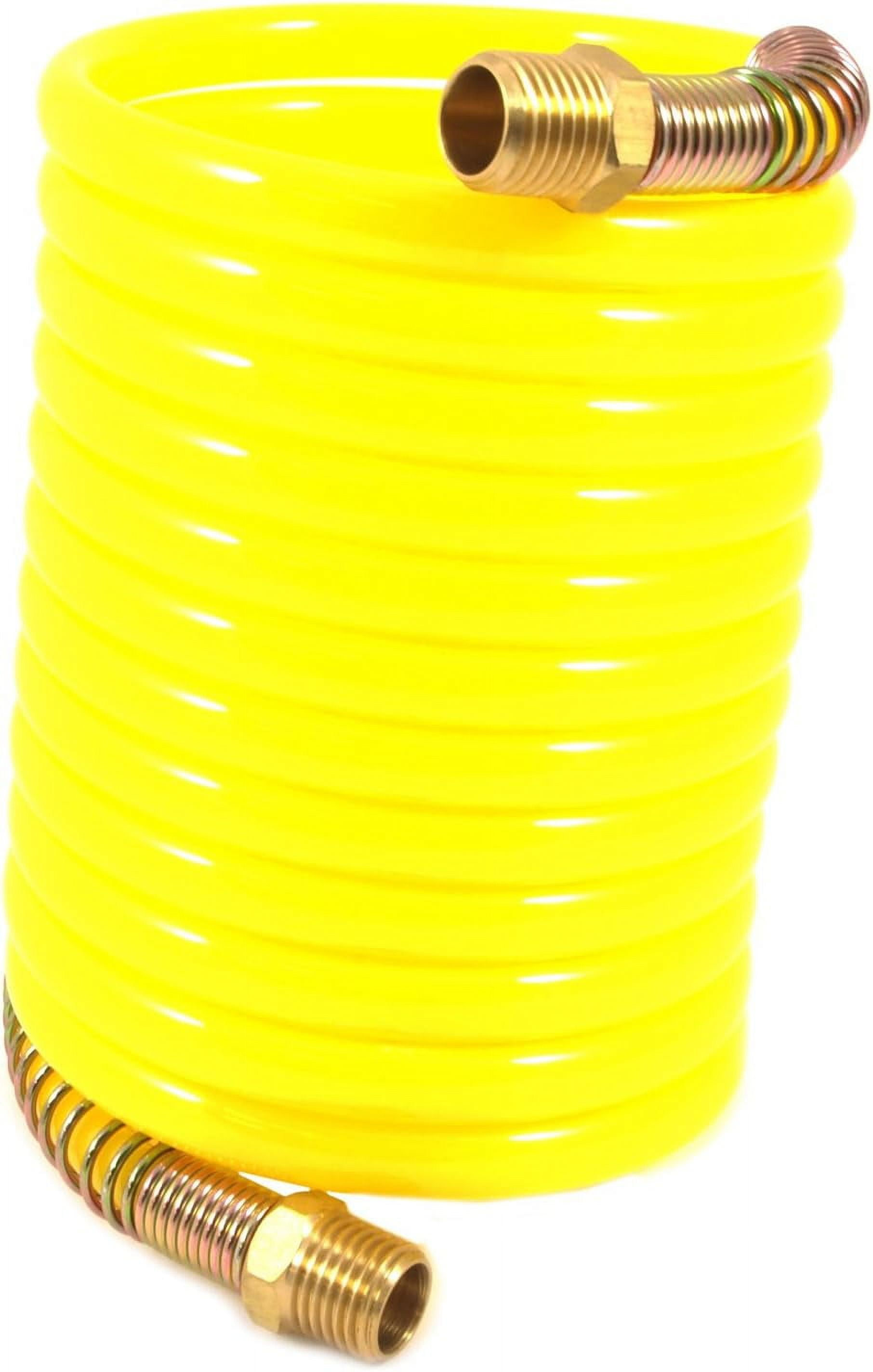 FANHAO 75417 Recoil Air Hose, Yellow Nylon with 1/4-Inch Male NPT Fittings, 1 Swivel End, 1/4-Inch-by-12-Feet, 200 PSI