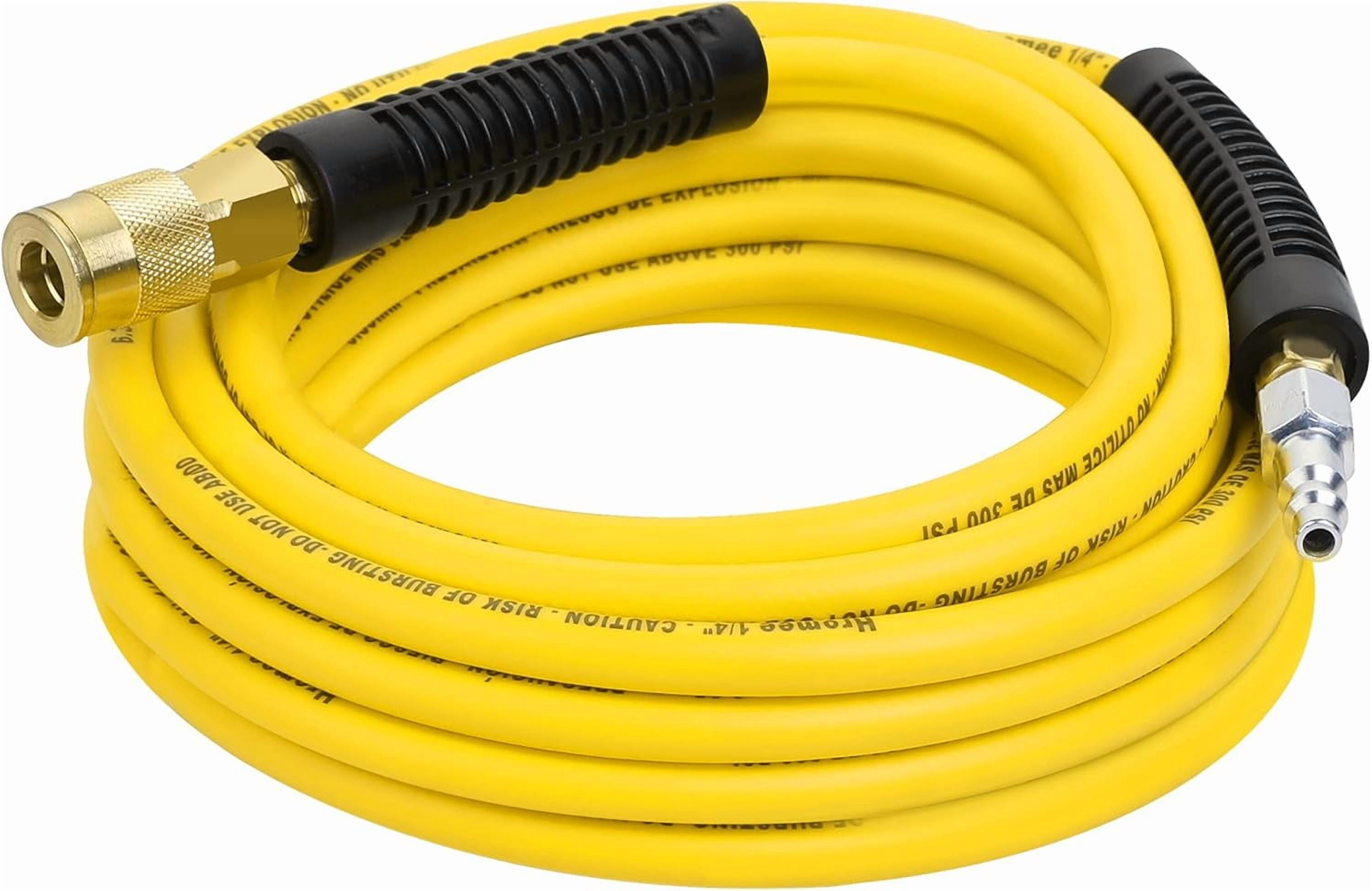 FANHAO Air Compressor Hose 1/4 Inch x 25 Feet Hybrid Hose with Fittings, 1/4" Industrial Quick Coupler and Plug Kit