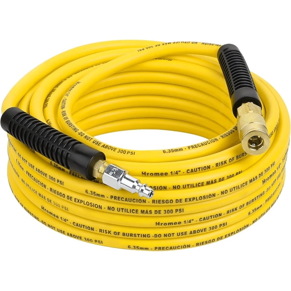 FANHAO Air Compressor Hose 1/4 Inch x 50 Feet Hybrid Hose with Fittings, 1/4" Industrial Quick Coupler and Plug Kit
