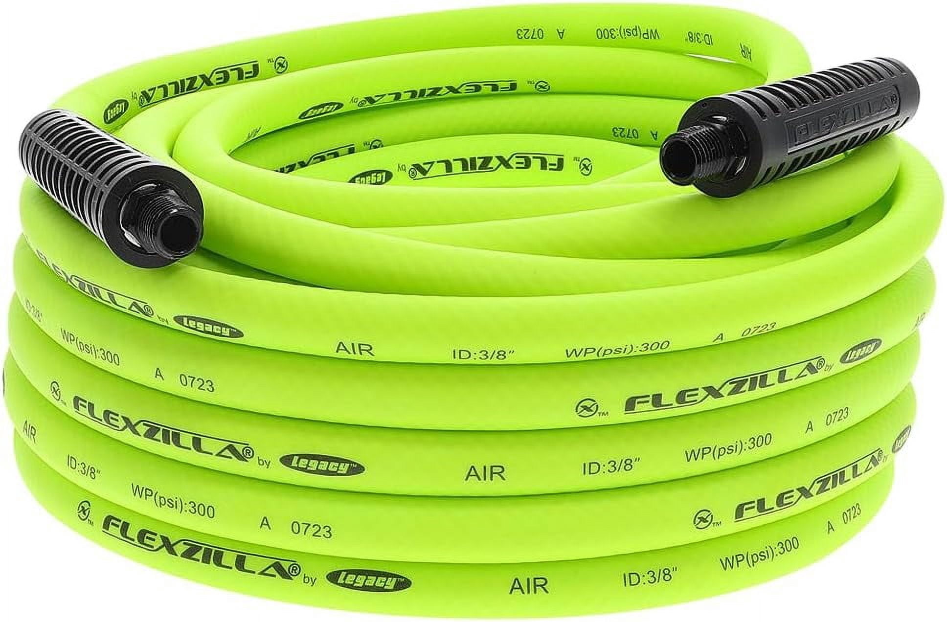 FANHAO Air Hose, 3/8 in. x 50 ft., 1/4 in. MNPT Fittings, Heavy Duty, Lightweight, Hybrid, ZillaGreen - HFZ3850YW2