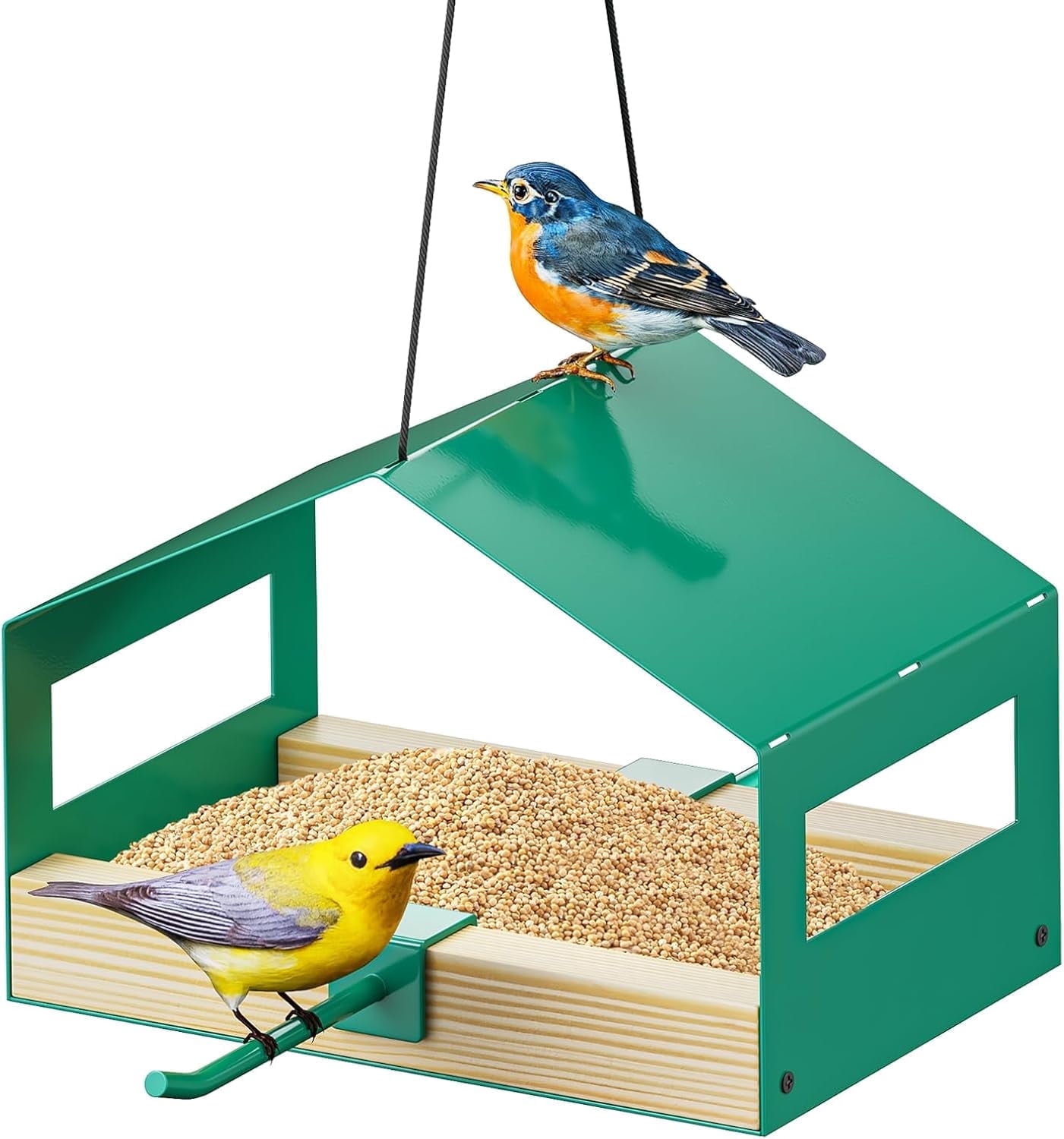 FANHAO Metal Bird Feeder for Outdoors Hanging, Wild Bird Feeder with Rust-Resistant Mesh, Weatherproof