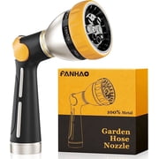 FANHAO Heavy Duty Metal Garden Hose Nozzle with Thumb Control, Watering Nozzle with 8 Spray Patterns