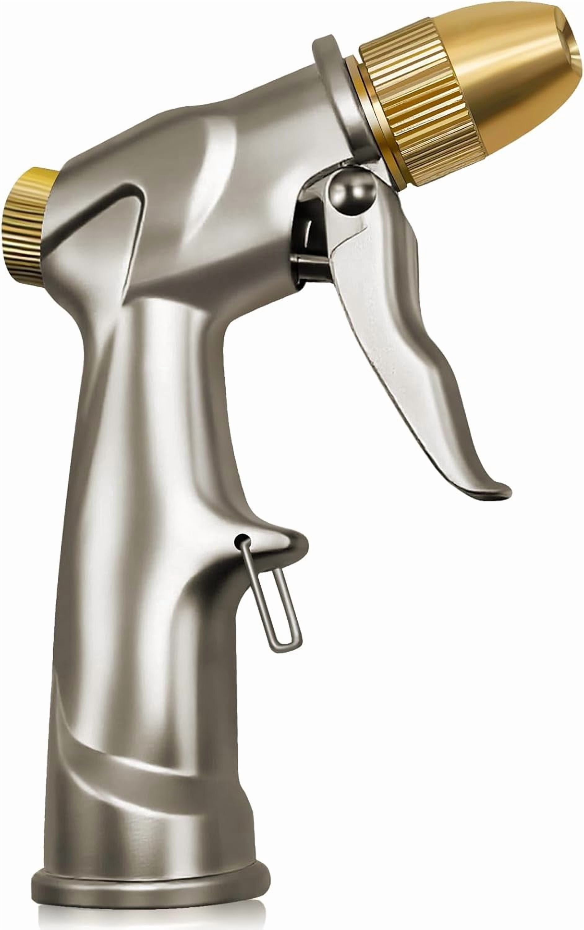 FANHAO Garden Hose Nozzle Hand Sprayer, Heavy Duty High Pressure 100% Metal with 4 Adjustable Spray Patterns for Watering Lawn, Garden, Car Washing,Pets & Windows